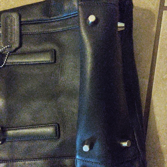 Coach Blue Black Purse Handbag Shoulder Bag Leather - Picture 3 of 6